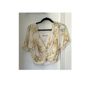 Abercrombie and Fitch Yellow Floral Twist Top Size Medium
